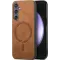Coque arrière Phonesta Retro Vegan Leather MagSafe pour Samsung Galaxy S24 FE - Marron