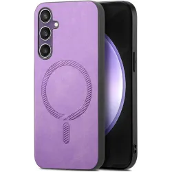 Coque arrière Phonesta Retro Vegan Leather MagSafe pour Samsung Galaxy S24 FE - Violet