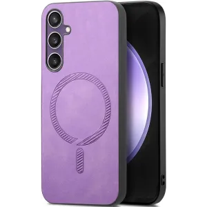 Coque arrière Phonesta Retro Vegan Leather MagSafe pour Samsung Galaxy S24 FE - Violet