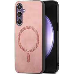 Coque arrière Phonesta Retro Vegan Leather MagSafe pour Samsung Galaxy S24 FE - Rose