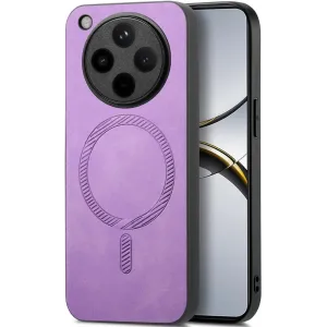 Coque arrière Phonesta Retro Vegan Leather MagSafe pour Oppo Find X8 Pro - Violet