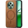Coque arrière Phonesta Retro Vegan Leather MagSafe pour Oppo Reno12 F/Reno12 FS - Marron