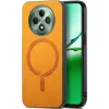 Coque arrière Phonesta Retro Vegan Leather MagSafe pour Oppo Reno12 F/Reno12 FS - Orange