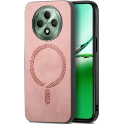 Coque arrière Phonesta Retro Vegan Leather MagSafe pour Oppo Reno12 F/Reno12 FS - Rose