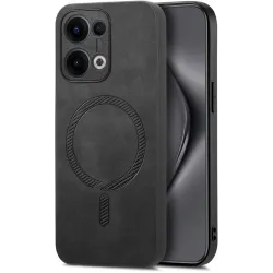 Coque arrière Phonesta Retro Vegan Leather MagSafe pour Oppo Reno13 - Noir