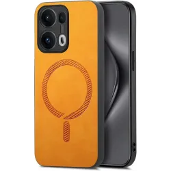 Coque arrière Phonesta Retro Vegan Leather MagSafe pour Oppo Reno13 Pro - Orange