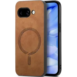 Coque arrière Phonesta Retro Vegan Leather MagSafe pour Google Pixel 9a - Marron