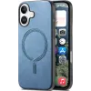 Coque arrière Phonesta Retro Vegan Leather MagSafe pour Apple iPhone 16 - Bleu