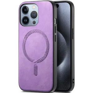 Coque arrière Phonesta Retro Vegan Leather MagSafe pour Apple iPhone 16 Pro - Violet