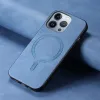 Coque arrière Phonesta Retro Vegan Leather MagSafe pour Apple iPhone 16 Pro Max - Bleu 2