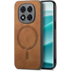 Coque arrière Phonesta Retro Vegan Leather MagSafe pour Xiaomi Redmi Note 14 Pro Plus - Marron