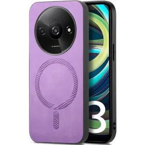 Coque arrière Phonesta Retro Vegan Leather MagSafe pour Xiaomi Redmi A3 - Violet