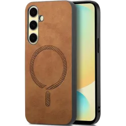 Coque arrière Phonesta Retro Vegan Leather MagSafe pour Samsung Galaxy A36/A56 - Marron