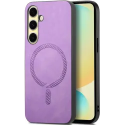 Coque arrière Phonesta Retro Vegan Leather MagSafe pour Samsung Galaxy A36/A56 - Violet