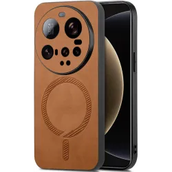 Coque arrière Phonesta Retro Vegan Leather MagSafe pour Xiaomi 15 Ultra - Marron