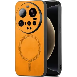 Coque arrière Phonesta Retro Vegan Leather MagSafe pour Xiaomi 15 Ultra - Orange
