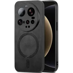 Coque arrière Phonesta Retro Vegan Leather MagSafe pour Xiaomi 15 Ultra - Noir