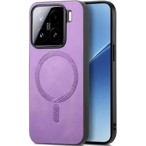 Coque arrière Phonesta Retro Vegan Leather MagSafe pour Xiaomi 15 - Violet