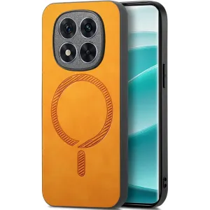 Coque arrière Phonesta Retro Vegan Leather MagSafe pour Xiaomi Redmi Note 14 Pro 5G / Xiaomi Poco X7 - Orange