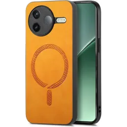 Coque arrière Phonesta Retro Vegan Leather MagSafe pour Xiaomi Poco F7 Pro - Orange
