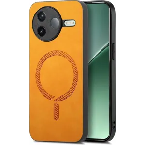 Coque arrière Phonesta Retro Vegan Leather MagSafe pour Xiaomi Poco F7 Pro - Orange