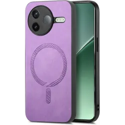 Coque arrière Phonesta Retro Vegan Leather MagSafe pour Xiaomi Poco F7 Pro - Violet