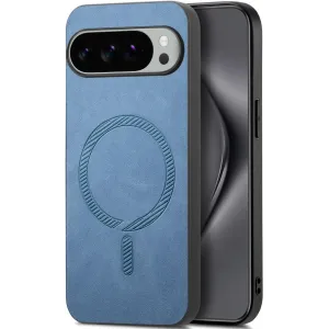 Coque arrière Phonesta Retro Vegan Leather MagSafe pour Google Pixel 10 Pro XL - Bleu
