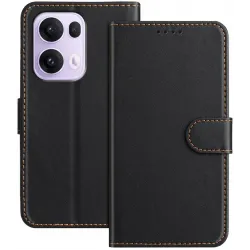 Coque portefeuille Phonesta Smooth Skin pour Oppo Reno13 Pro - Noir