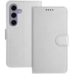 Coque portefeuille Phonesta Smooth Skin pour Samsung Galaxy S25/S24 - Argent