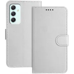 Coque portefeuille Phonesta Smooth Skin pour Samsung Galaxy A35 - Argent