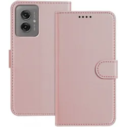 Coque portefeuille Phonesta Smooth Skin pour Motorola Moto G55 - Or rose