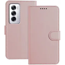 Coque portefeuille Phonesta Smooth Skin pour Oppo Reno12 - Or rose