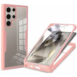 Coque intégrale Phonesta Slim Protect 360 protecteur d'écran pour Samsung Galaxy S25 Ultra - Rose
