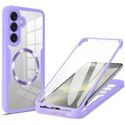 Coque intégrale Phonesta Slim Protect 360 protecteur d'écran et MagSafe pour Samsung Galaxy S25/S24 - Violet