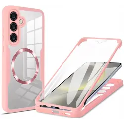 Coque intégrale Phonesta Slim Protect 360 protecteur d'écran et MagSafe pour Samsung Galaxy S25/S24 - Rose