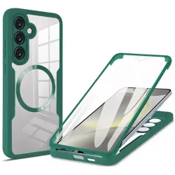 Coque intégrale Phonesta Slim Protect 360 protecteur d'écran et MagSafe pour Samsung Galaxy S24 FE - Vert