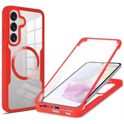 Coque intégrale Phonesta Slim Protect 360 protecteur d'écran et MagSafe pour Samsung Galaxy A36/A56 - Rouge