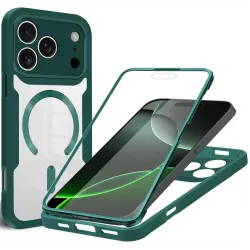 Coque intégrale Phonesta Slim Protect 360 protecteur d'écran et MagSafe pour Apple iPhone 17 Pro Max - Vert