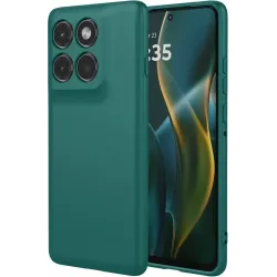 Coque arrière en silicone Phonesta Soft Silk pour Motorola Edge 60 Pro - Vert foncé