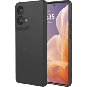 Coque arrière en silicone Phonesta Soft Silk pour Motorola Edge 50 Fusion - Noir