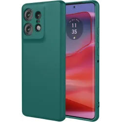 Coque arrière en silicone Phonesta Soft Silk pour Motorola Edge 50 Pro - Vert foncé