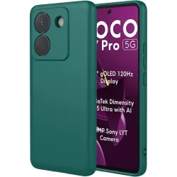 Coque arrière en silicone Phonesta Soft Silk pour Xiaomi Poco M7 Pro - Vert foncé