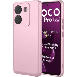 Coque arrière en silicone Phonesta Soft Silk pour Xiaomi Poco M7 Pro - Rose