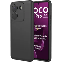 Coque arrière en silicone Phonesta Soft Silk pour Xiaomi Poco M7 Pro - Noir