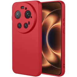 Coque arrière en silicone Phonesta Soft Silk pour Xiaomi 17 Ultra - Rouge