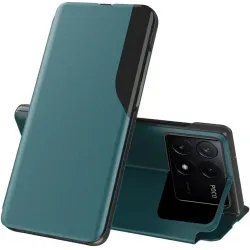 Coque à rabat Phonesta Smart Side View pour Xiaomi Poco F6 Pro - Vert