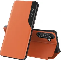 Coque à rabat Phonesta Smart Side View pour Samsung Galaxy S24 FE - Orange