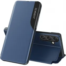 Coque à rabat Phonesta Smart Side View pour Samsung Galaxy S25/S24 - Bleu