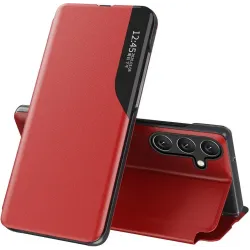 Coque à rabat Phonesta Smart Side View pour Samsung Galaxy S25/S24 - Rouge