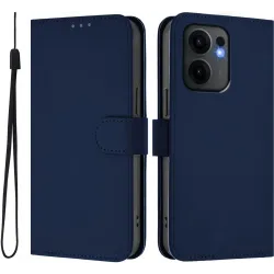 Coque portefeuille Phonesta Soft Skin pour Oppo Reno13 F 4G/5G / Reno13 FS 5G - Bleu foncé